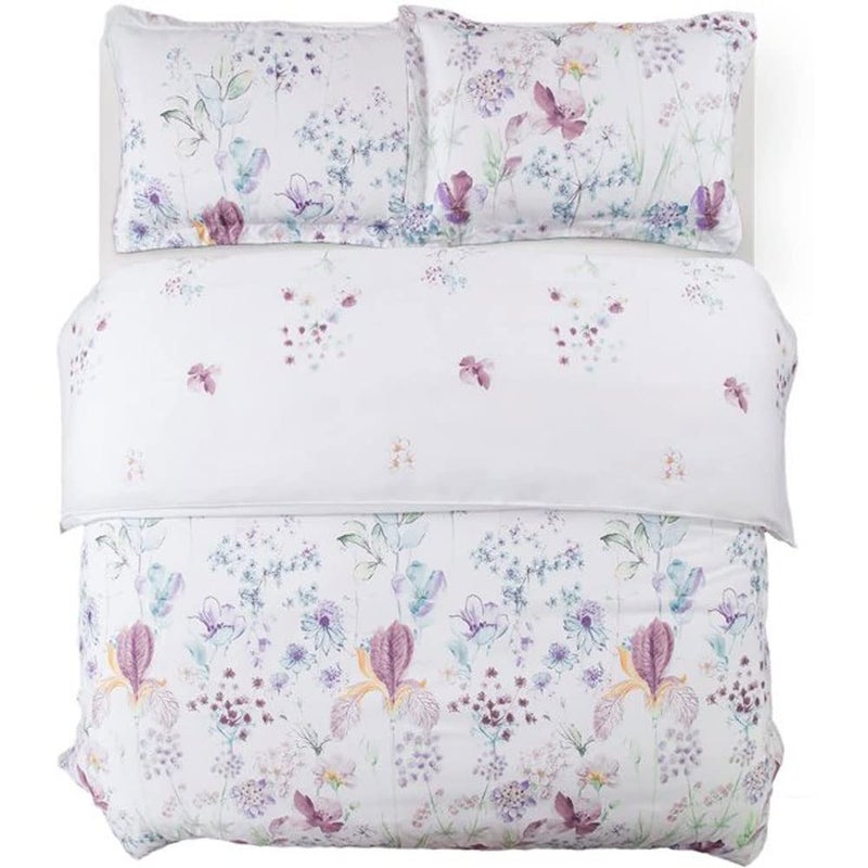 Nanko King Duvet Cover Set, White Red Blue Floral & Green Leaf Print Pattern 3 Piece - Microfiber Bedding Comforter Quilt Cover Zip Closure, Tie - Modern Style for Men and Women, 104X90 inch Flower - Image 3